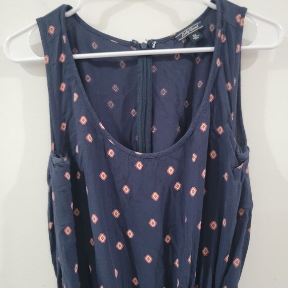 Lucky Brand Womens Jumpsuit Size 2X Boho Navy Blue Aztec - Picture 3 of 8